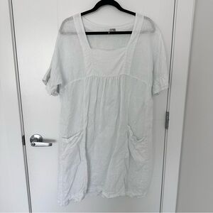 Carina Ricci Made In Italy 100% Linen Babydoll Dress White  Size L
